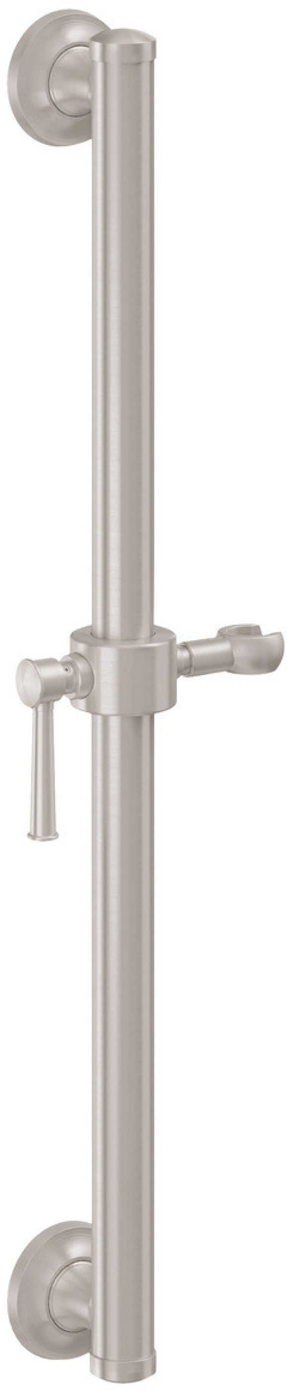 California Faucets Miramar Barra de Apoyo de 24" con Deslizante - Palanca, Base Cóncava - Níquel Satinado