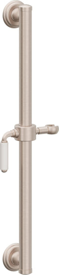 California Faucets Del Mar 24" Barra de Apoyo con Deslizador - Palanca de Porcelana Blanca con Base Forrada - Níquel Satinado