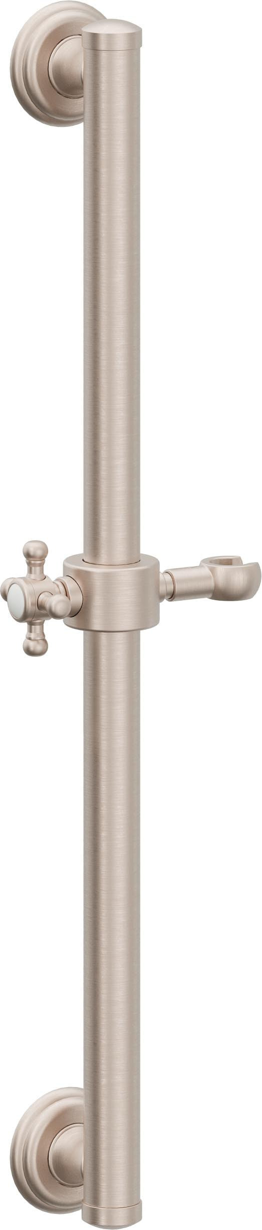 California Faucets Del Mar 24" Barra de Apoyo con Deslizador - Manija de Cruz con Base Forrada - Níquel Satinado