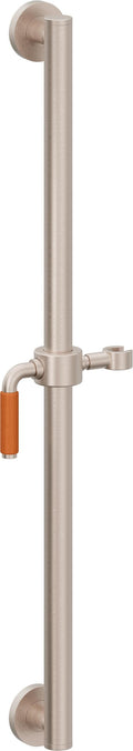 California Faucets Cayucos 30" Barra de Apoyo con Deslizador - Palanca de Porcelana Naranja con Base Redonda - Níquel Satinado