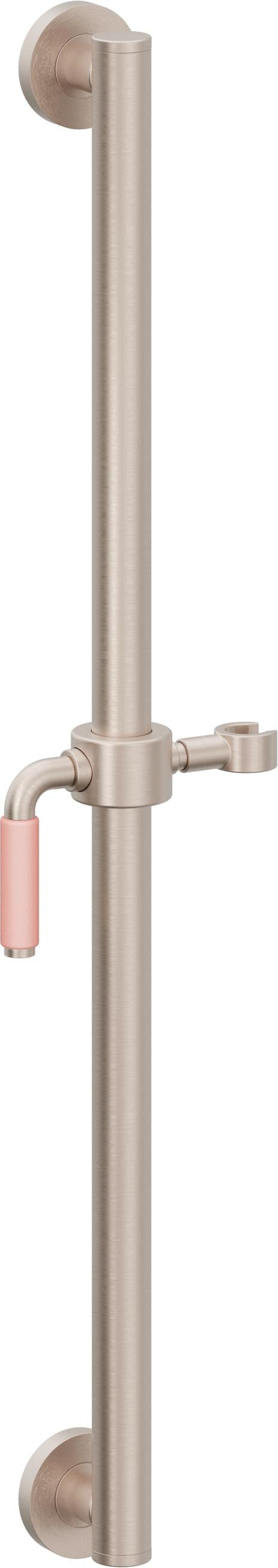 California Faucets Cayucos 30" Barra de Apoyo con Deslizador - Palanca de Porcelana Rosa con Base Redonda - Níquel Satinado