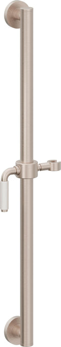 California Faucets Cayucos 30" Barra de Apoyo con Deslizador - Palanca de Porcelana Blanca con Base Redonda - Níquel Satinado