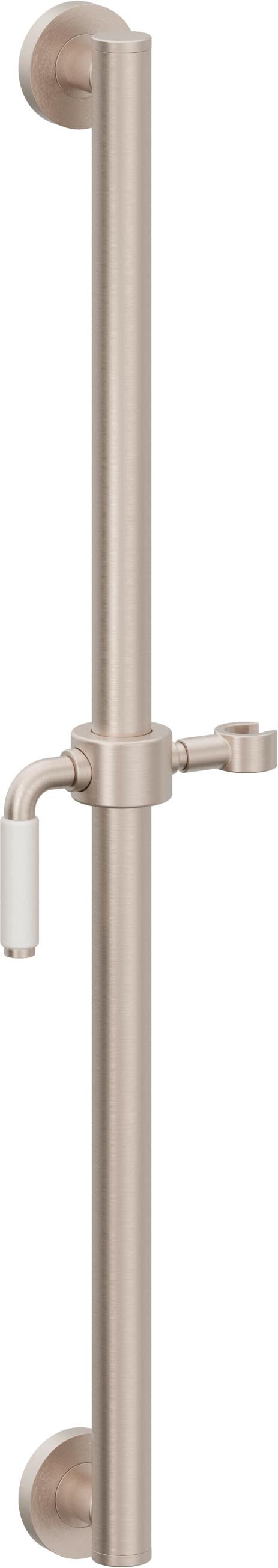 California Faucets Cayucos 30" Barra de Apoyo con Deslizador - Palanca de Porcelana Blanca con Base Redonda - Níquel Satinado