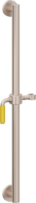 California Faucets Cayucos 30" Barra de Apoyo con Deslizador - Palanca de Porcelana Amarilla con Base Redonda - Níquel Satinado