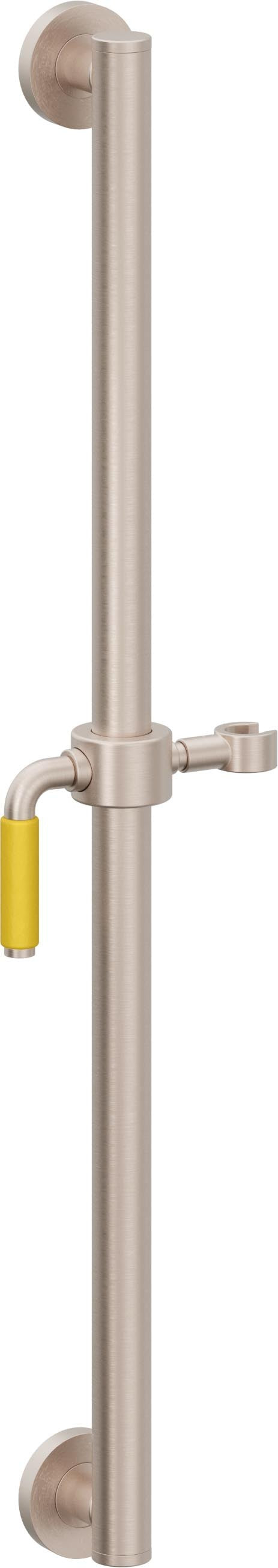 California Faucets Cayucos 30" Barra de Apoyo con Deslizador - Palanca de Porcelana Amarilla con Base Redonda - Níquel Satinado