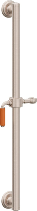 California Faucets Del Mar 30" Barra de Apoyo con Deslizador - Palanca de Porcelana Naranja con Base Forrada - Níquel Satinado