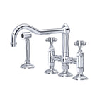 Rohl Acqui Mezcladora de Cocina Tipo Puente con Aspersor Lateral - Manija de Cruz - Cromo Pulido