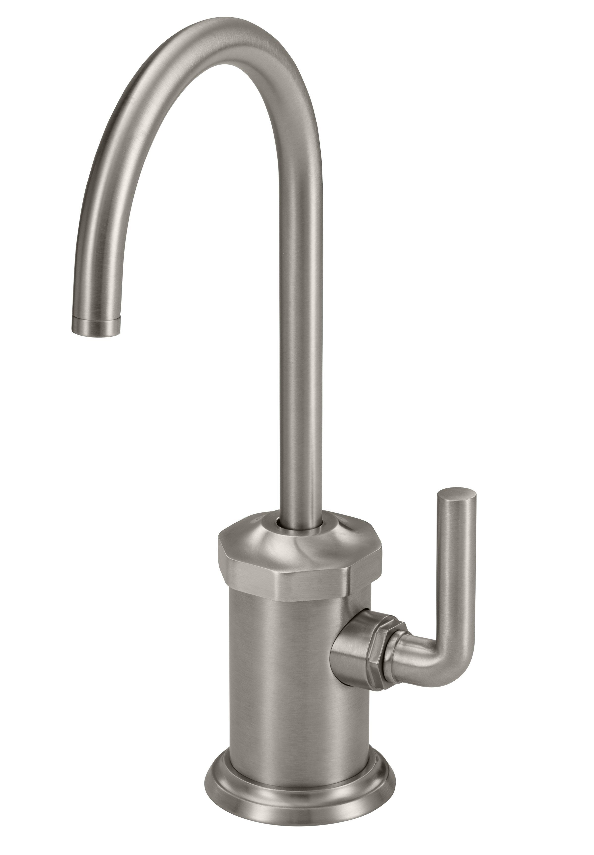 California Faucets Descanso Dispensador Combinado de Agua Fría y Caliente de Una Sola Llave Industrial - Pico en Arco - Níquel Satinado