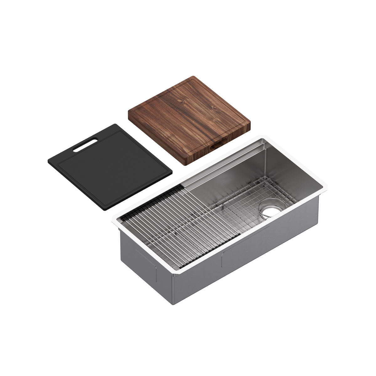 Rohl Culinario Tarja Workstation de Acero Inoxidable con Accesorios 36" - Acero Inoxidable Cepillado