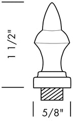 Fleur de Lis Finial (BHF-FDL) — dibujo de especificaciones y dimensiones