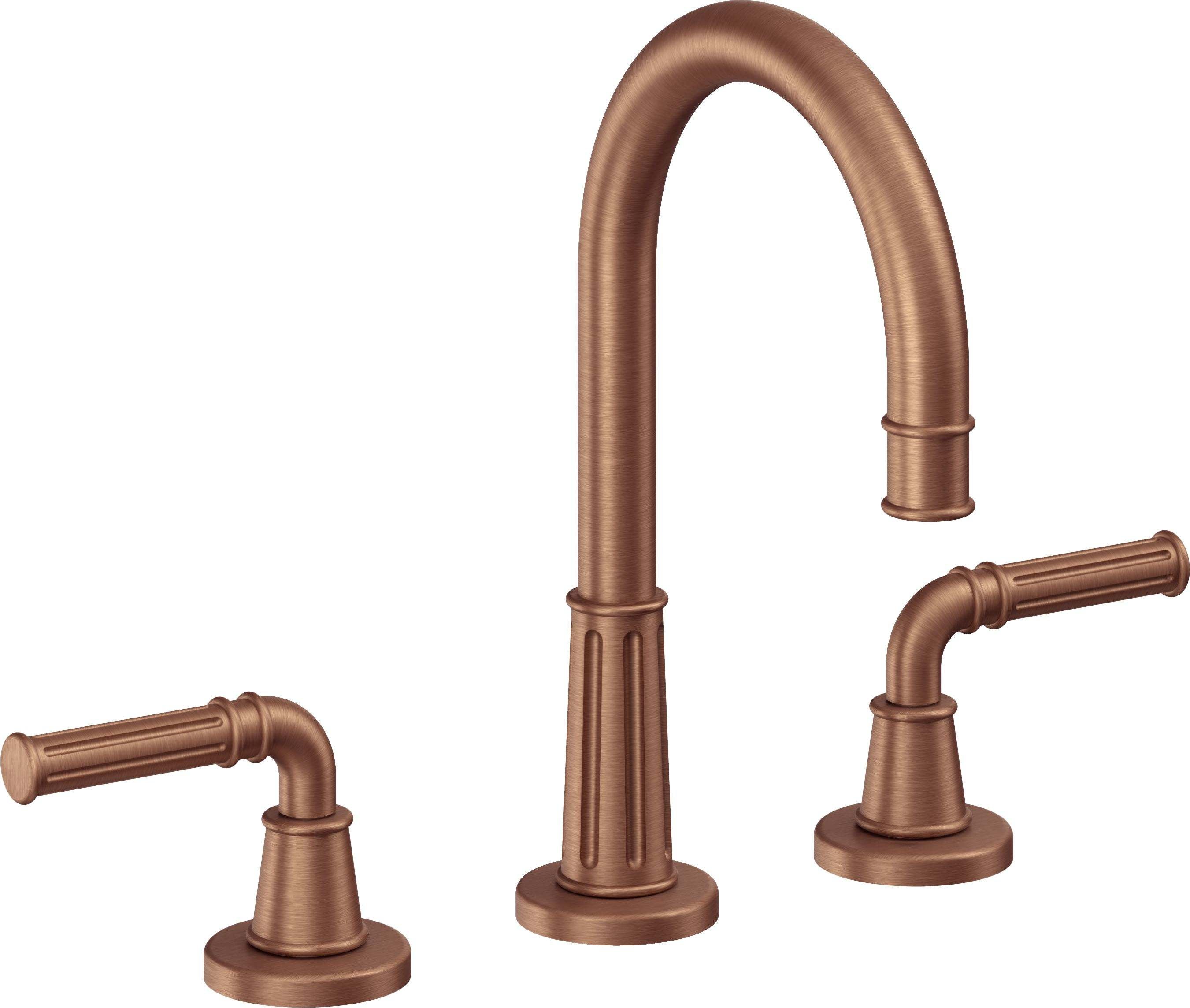 California Faucets Trousdale 8" Llave de Lavabo de 3 Orificios para Cubierta, con Dos Manerales - Cobre Antiguo Mate