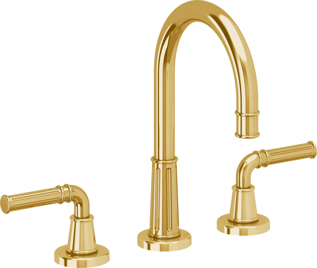 California Faucets Trousdale 8" Llave de Lavabo de 3 Orificios para Cubierta, con Dos Manerales - Oro Pulido de por Vida