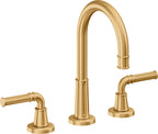 California Faucets Trousdale 8" Llave de Lavabo de 3 Orificios para Cubierta, con Dos Manerales - Oro Satinado de por Vida
