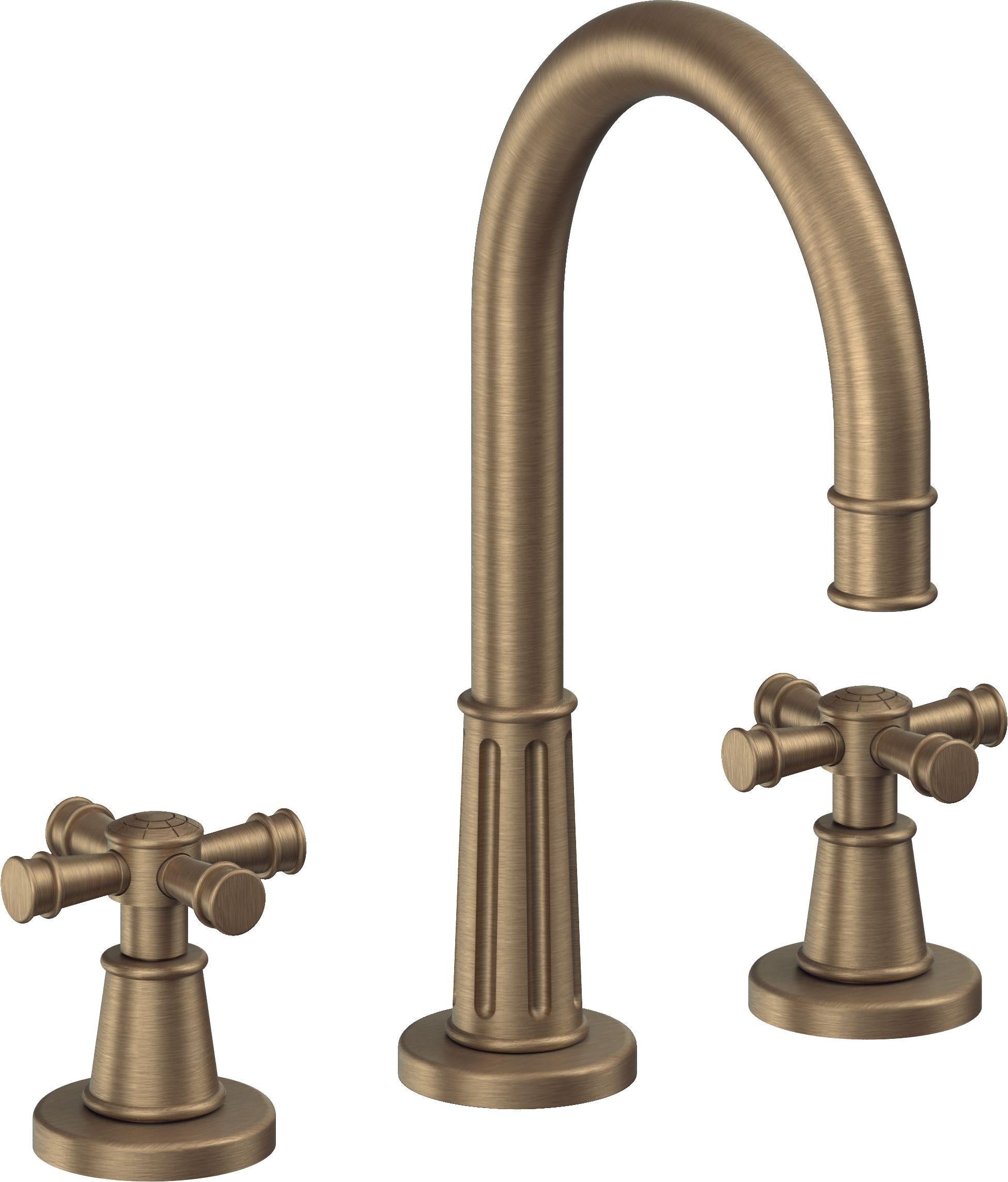 California Faucets Trousdale 8" Llave de Lavabo de 3 Orificios para Cubierta, con Dos Manerales - Latón Antiguo Mate