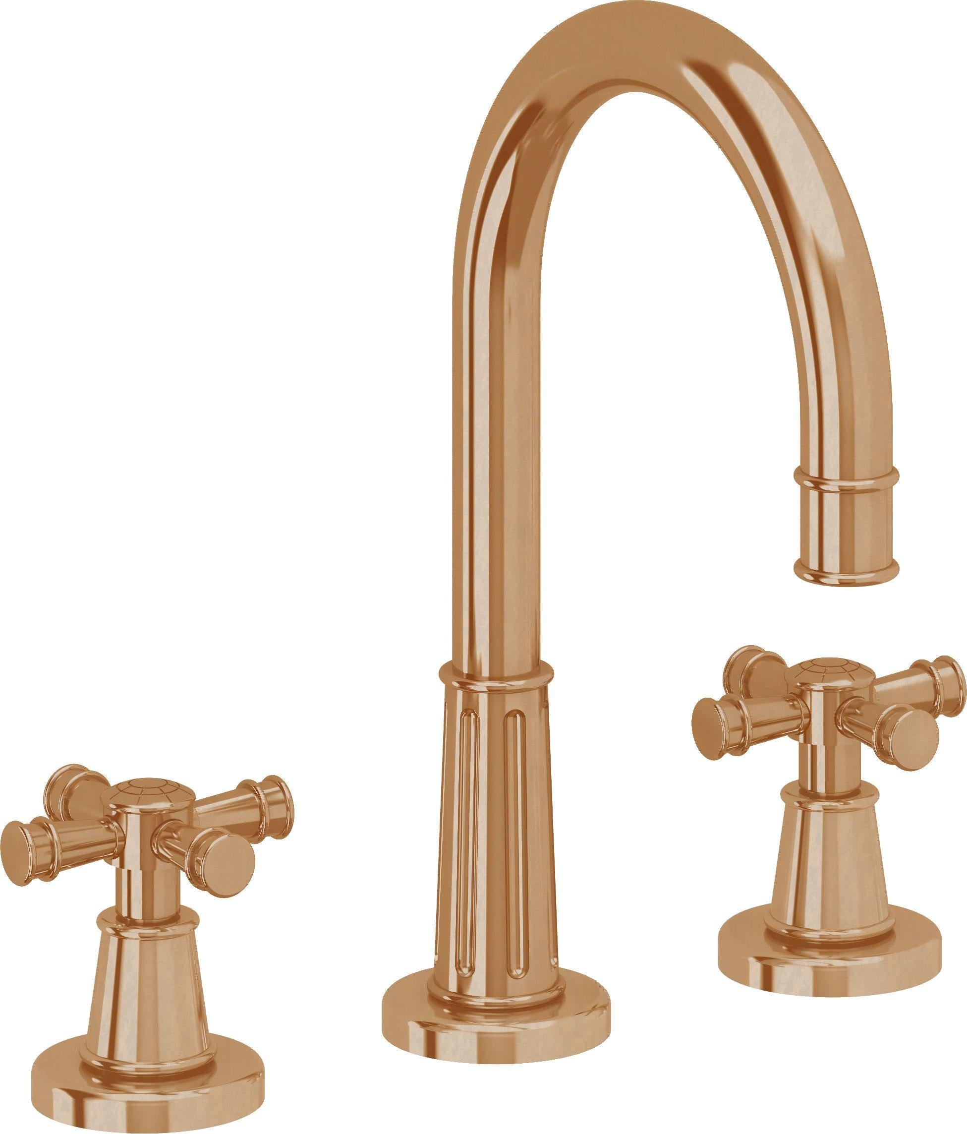 California Faucets Trousdale 8" Llave de Lavabo de 3 Orificios para Cubierta, con Dos Manerales - Latón Bruñido