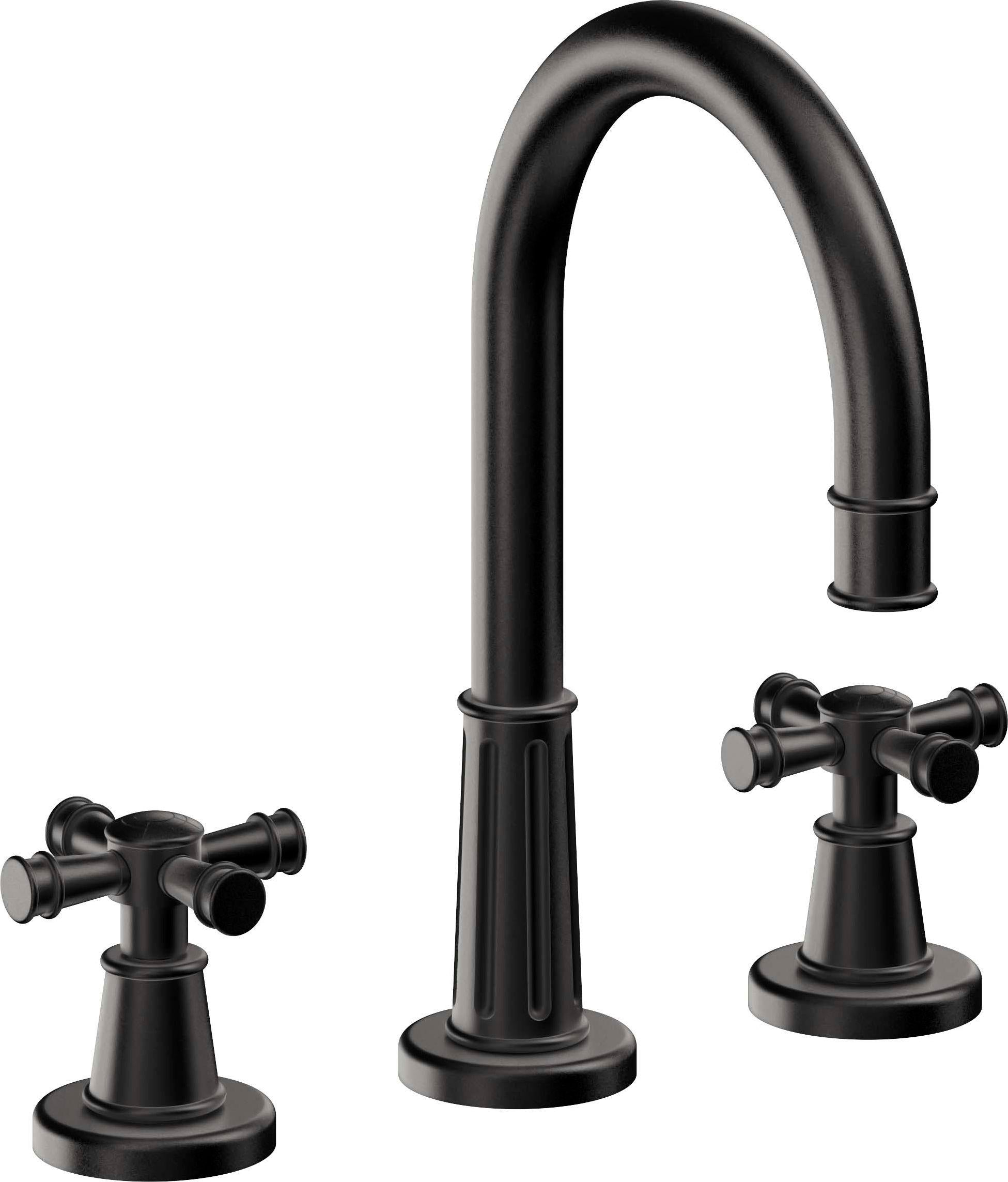 California Faucets Trousdale 8" Llave de Lavabo de 3 Orificios para Cubierta, con Dos Manerales - Negro Mate