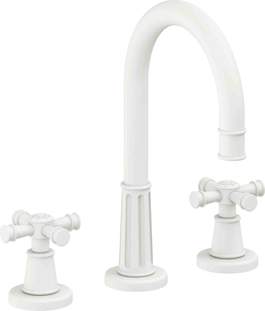 California Faucets Trousdale 8" Llave de Lavabo de 3 Orificios para Cubierta, con Dos Manerales - Blanco Mate
