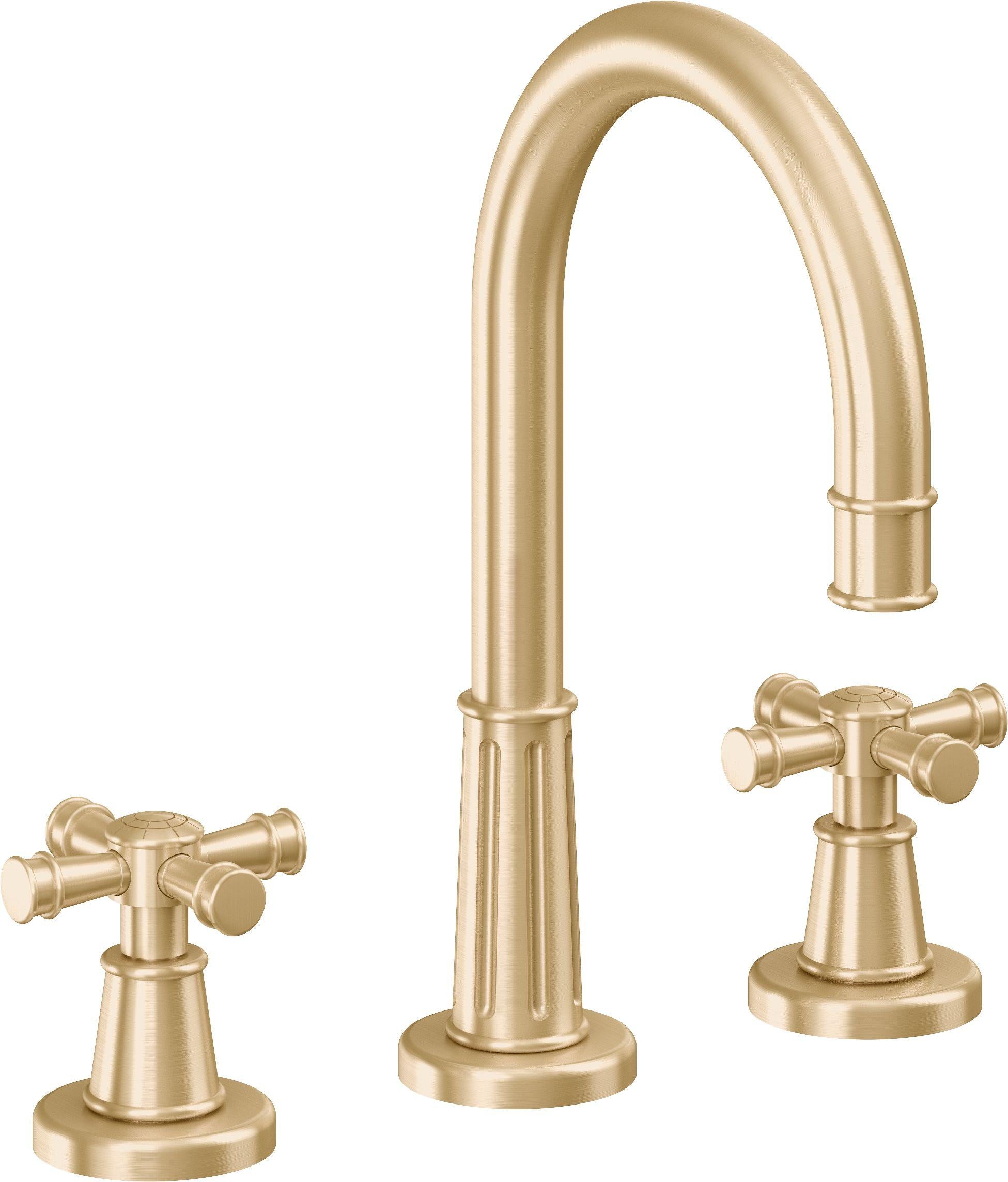 California Faucets Trousdale 8" Llave de Lavabo de 3 Orificios para Cubierta, con Dos Manerales - Latón Satinado