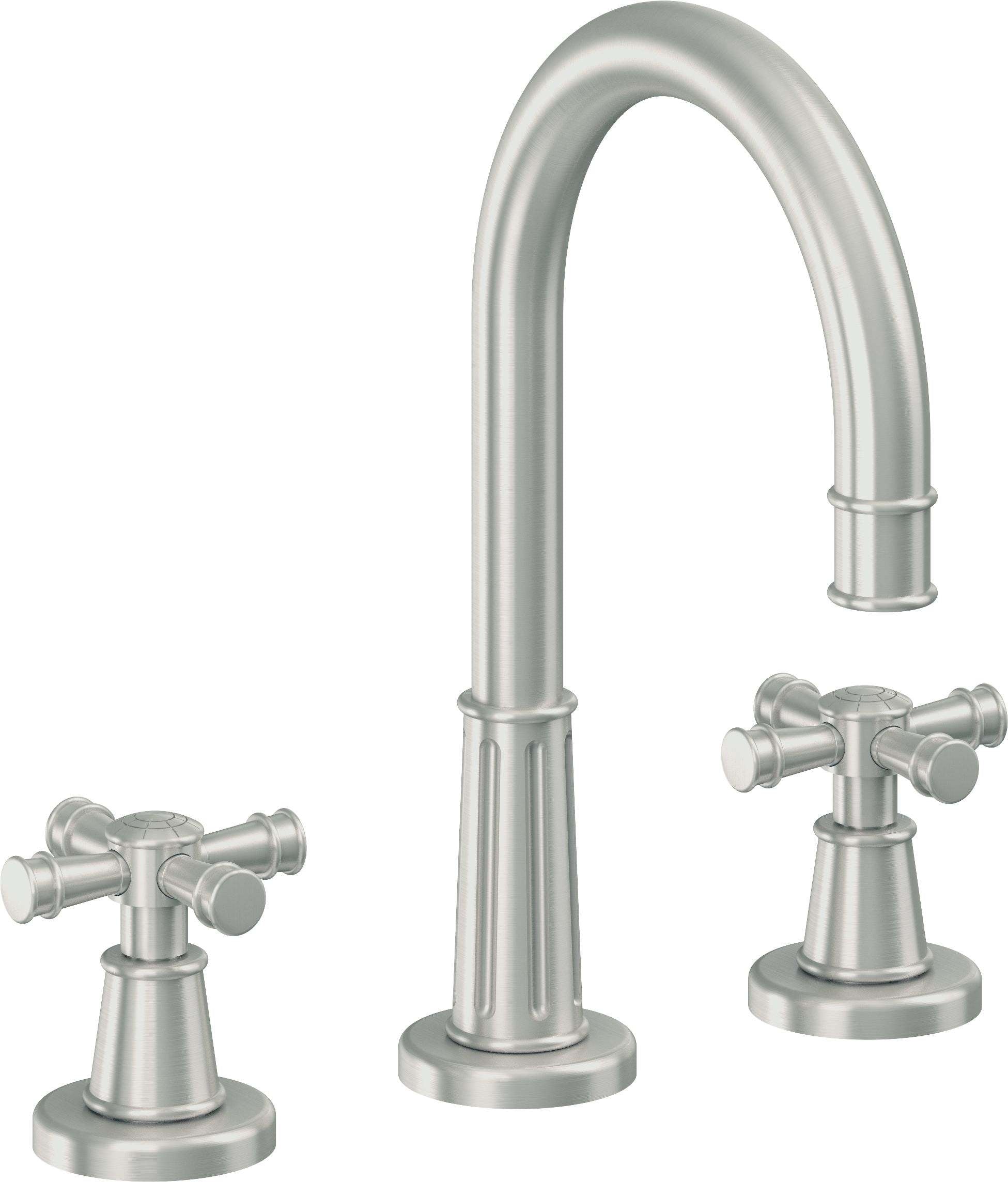 California Faucets Trousdale 8" Llave de Lavabo de 3 Orificios para Cubierta, con Dos Manerales - Cromo Satinado