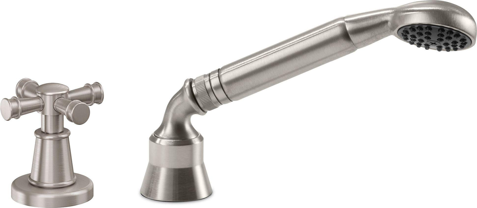 California Faucets Trousdale Regadera de Mano y Desviador Completo para Tina Romana - Níquel Satinado