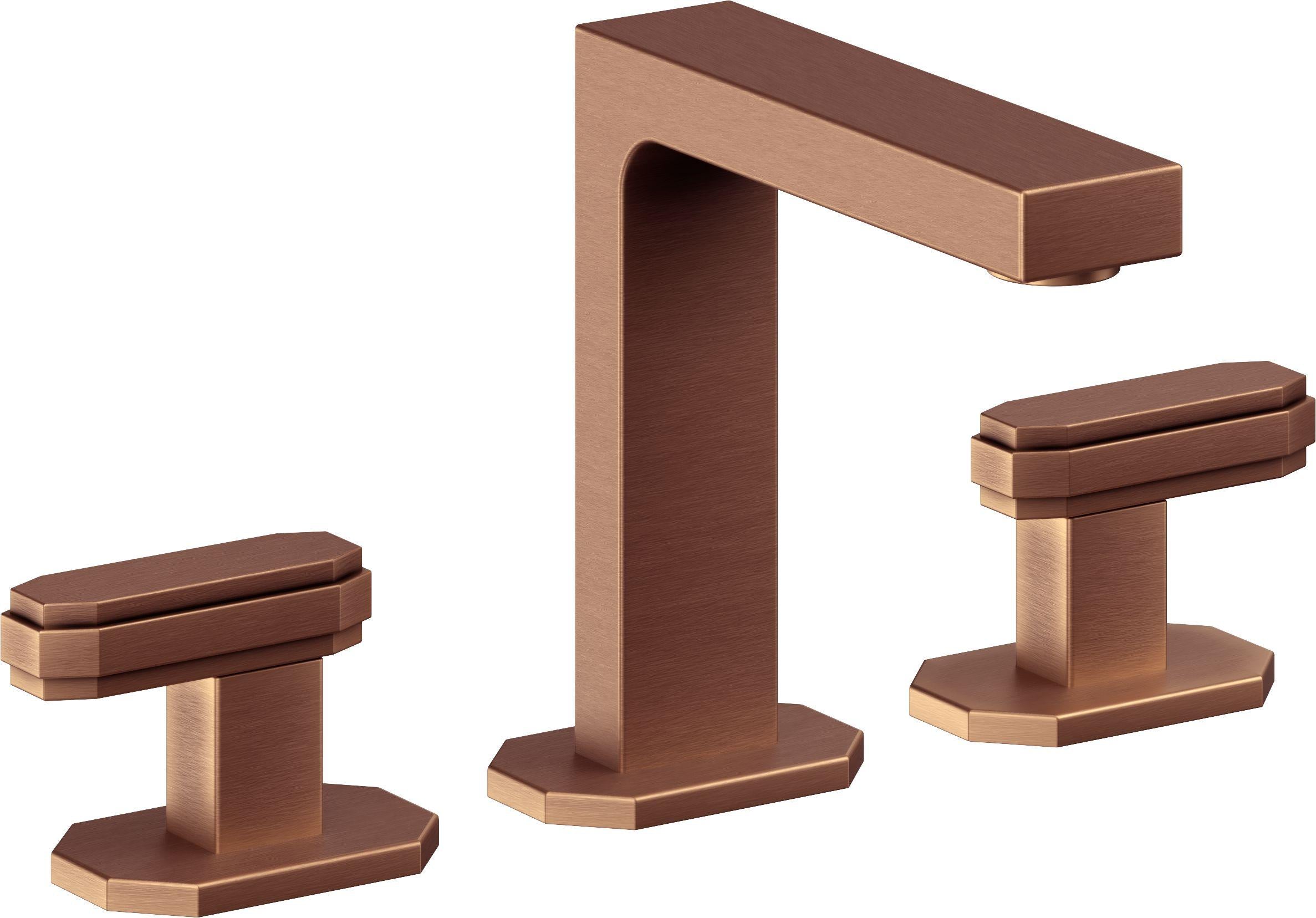 California Faucets Doheny 8" Llave de Lavabo de 3 Orificios para Cubierta, con Dos Manerales - Cobre Antiguo Mate