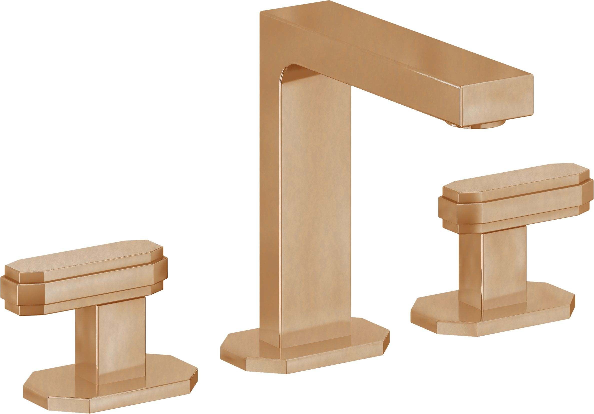 California Faucets Doheny 8" Llave de Lavabo de 3 Orificios para Cubierta, con Dos Manerales - Latón Bruñido