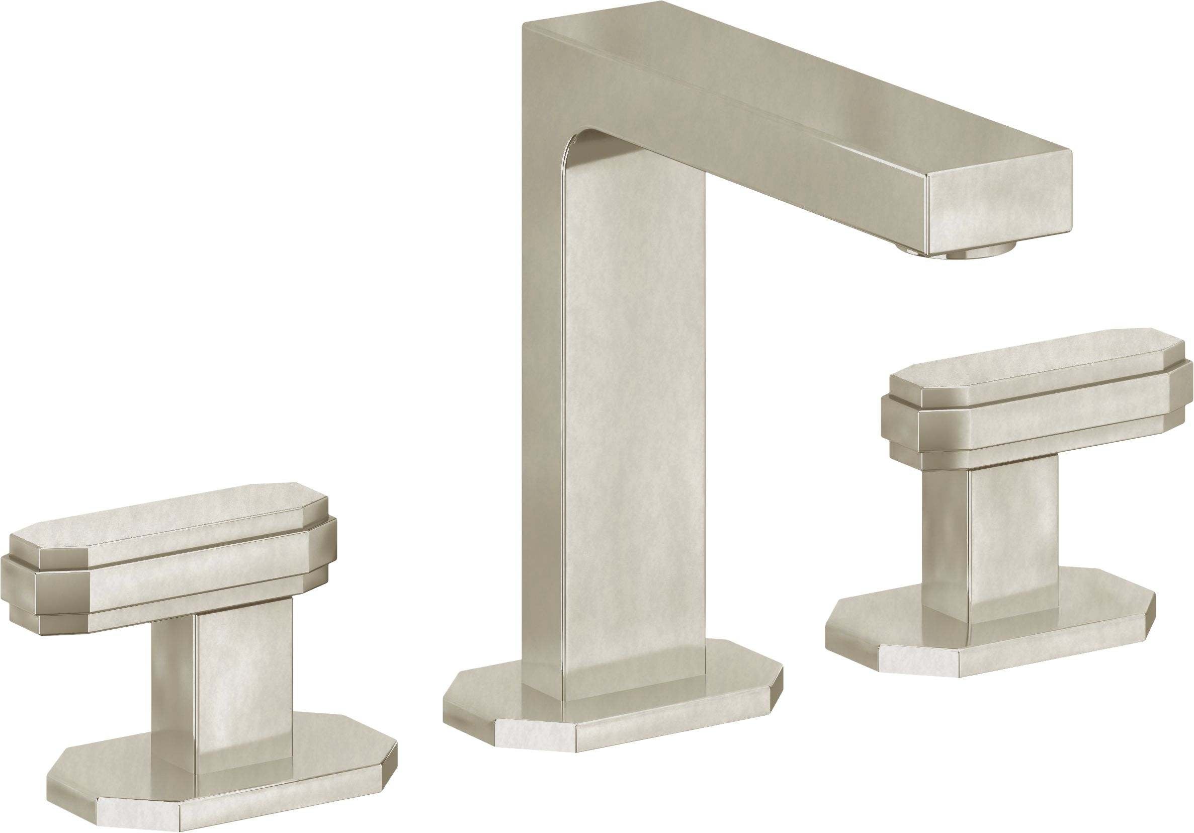 California Faucets Doheny 8" Llave de Lavabo de 3 Orificios para Cubierta, con Dos Manerales - Níquel Bruñido