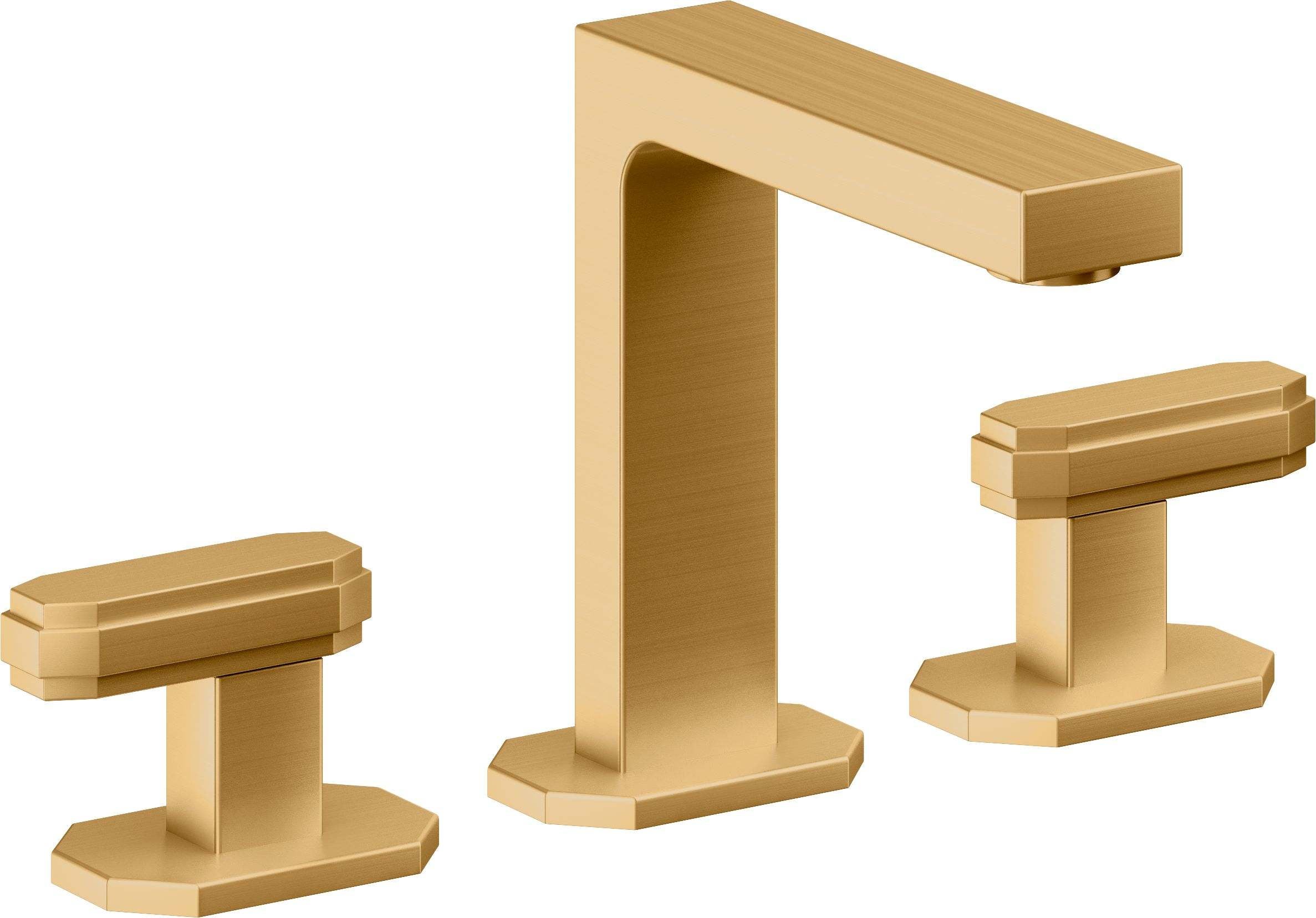 California Faucets Doheny 8" Llave de Lavabo de 3 Orificios para Cubierta, con Dos Manerales - Oro Satinado de por Vida