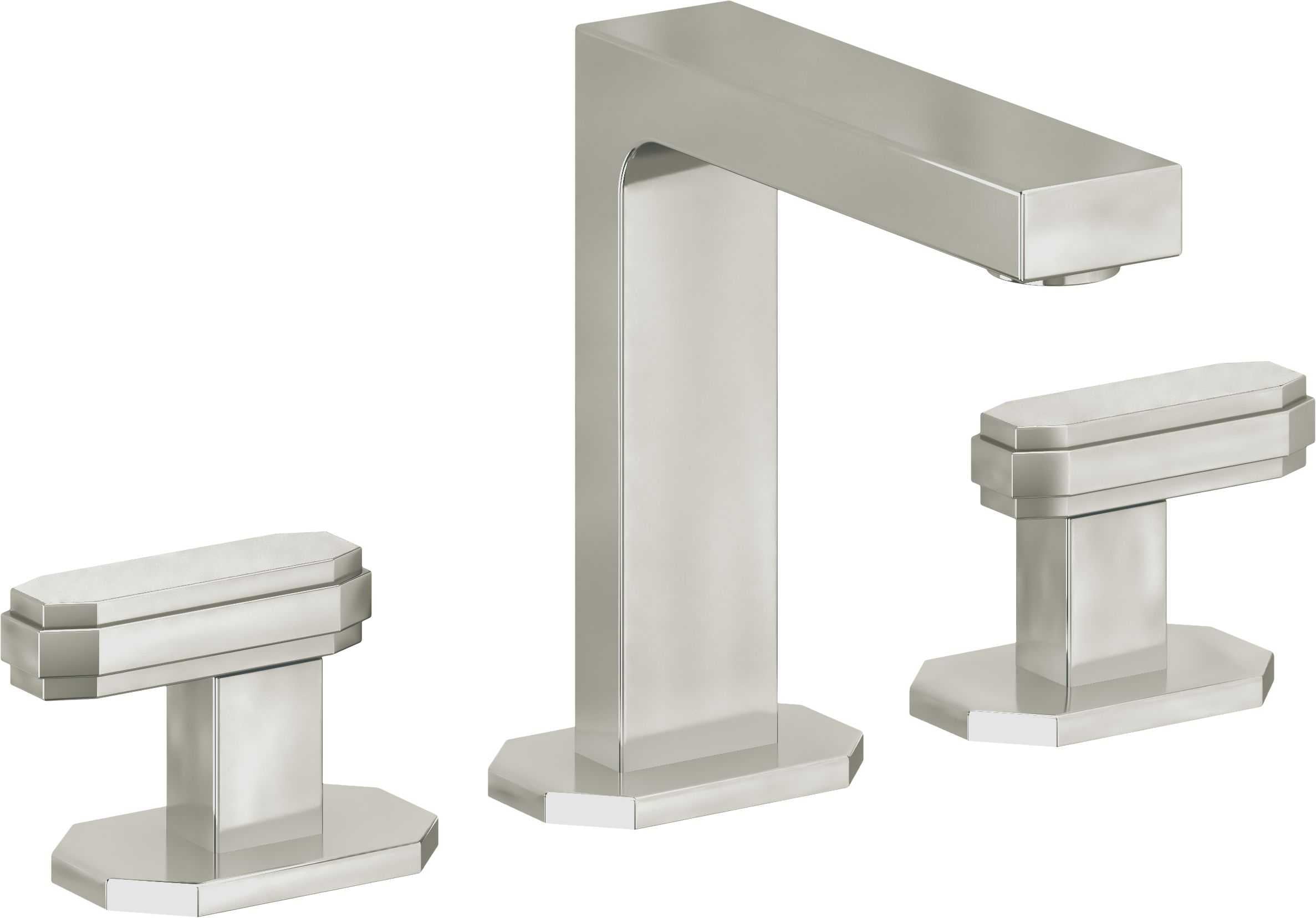 California Faucets Doheny 8" Llave de Lavabo de 3 Orificios para Cubierta, con Dos Manerales - Níquel Pulido