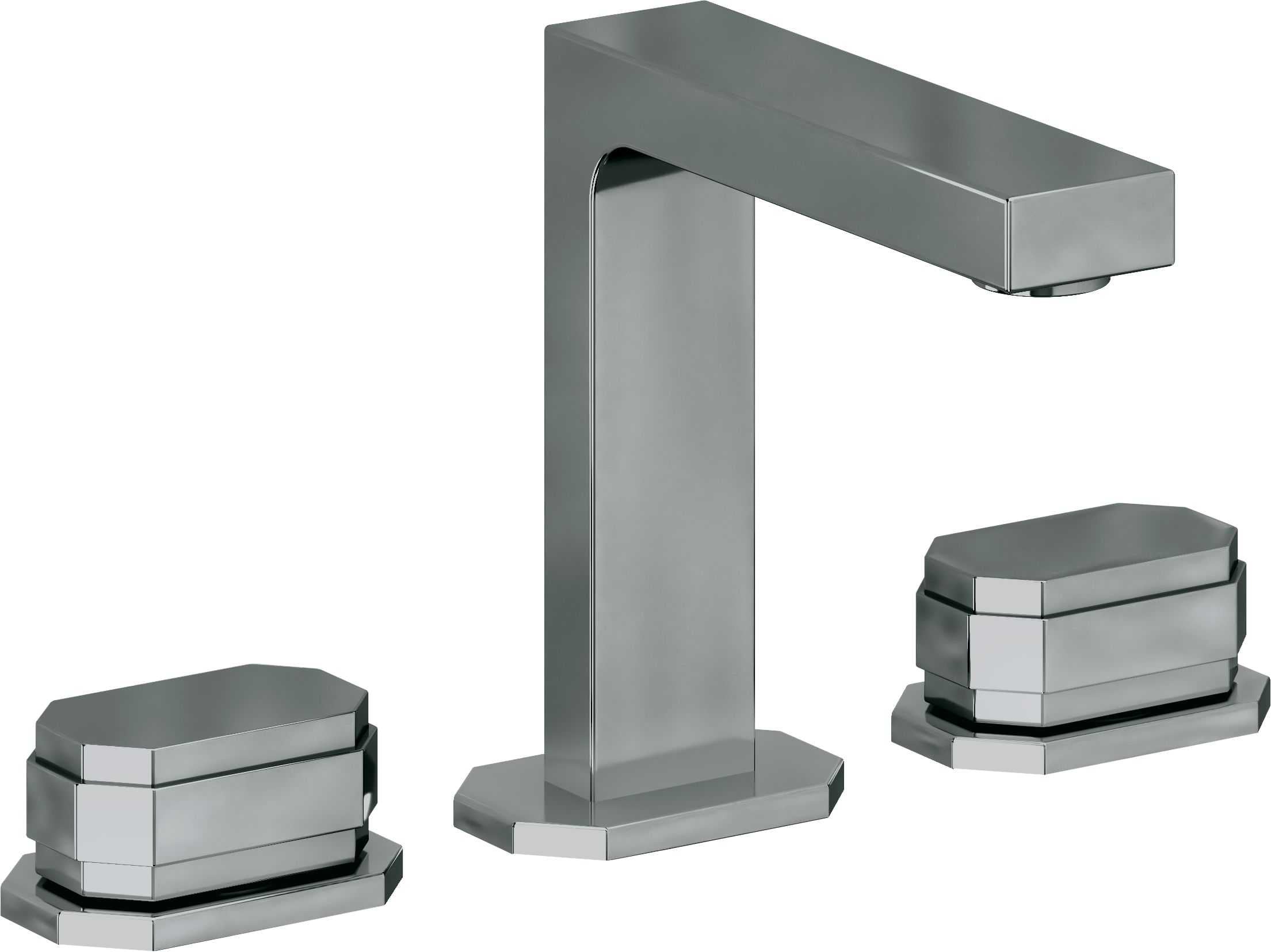 California Faucets Doheny 8" Llave de Lavabo de 3 Orificios para Cubierta, con Dos Manerales - Níquel Negro