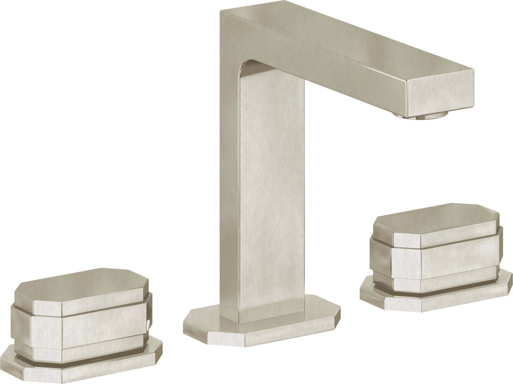 California Faucets Doheny 8" Llave de Lavabo de 3 Orificios para Cubierta, con Dos Manerales - Níquel Bruñido