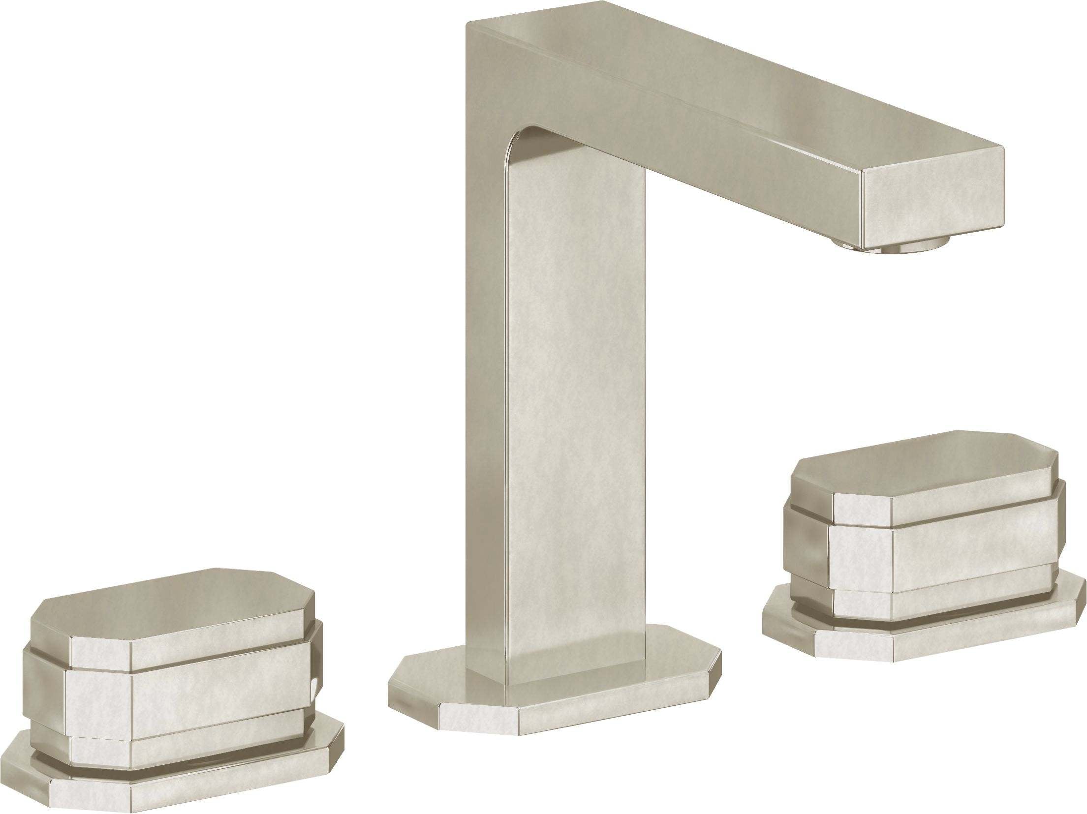 California Faucets Doheny 8" Llave de Lavabo de 3 Orificios para Cubierta, con Dos Manerales - Níquel Bruñido
