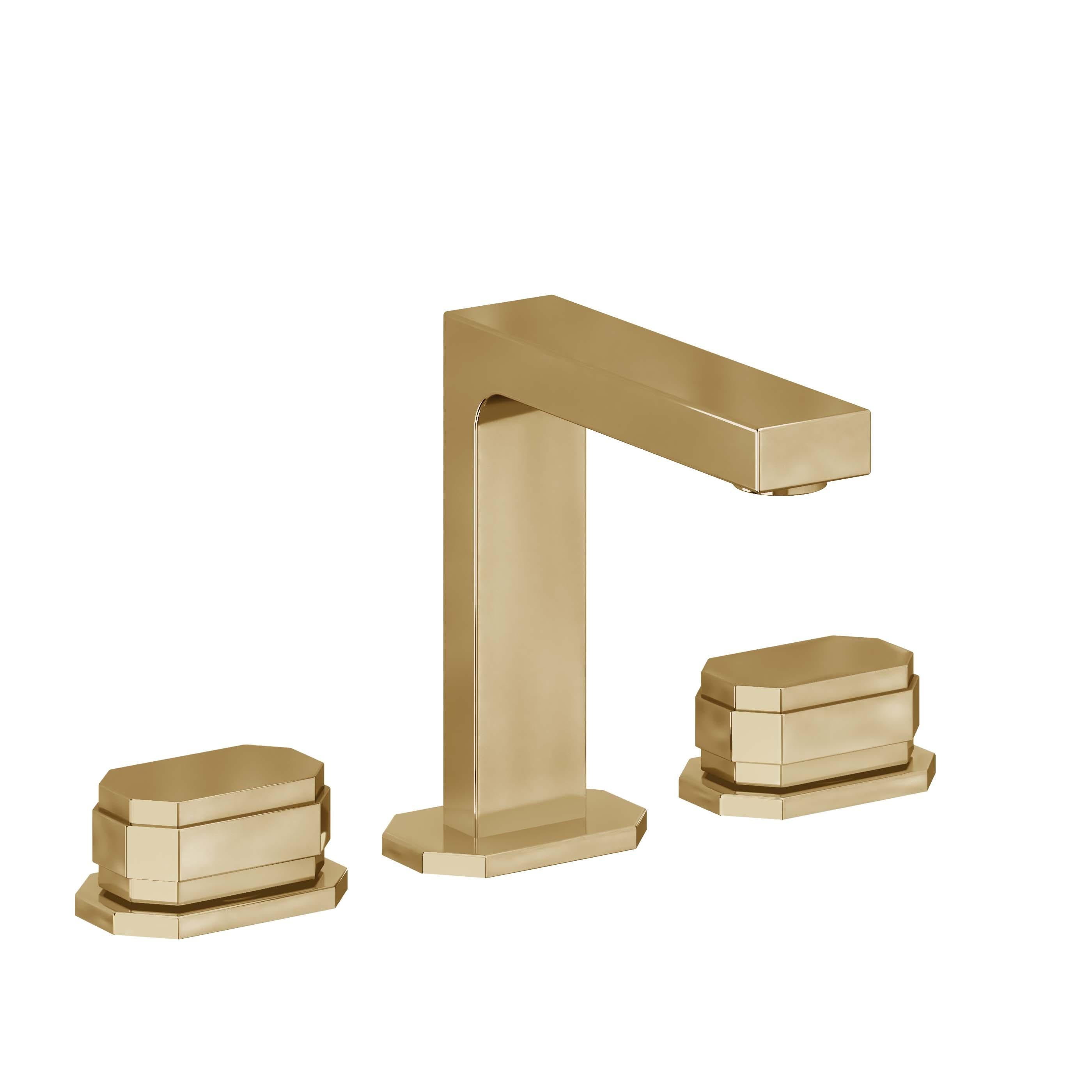 California Faucets Doheny 8" Llave de Lavabo de 3 Orificios para Cubierta, con Dos Manerales - Oro Francés