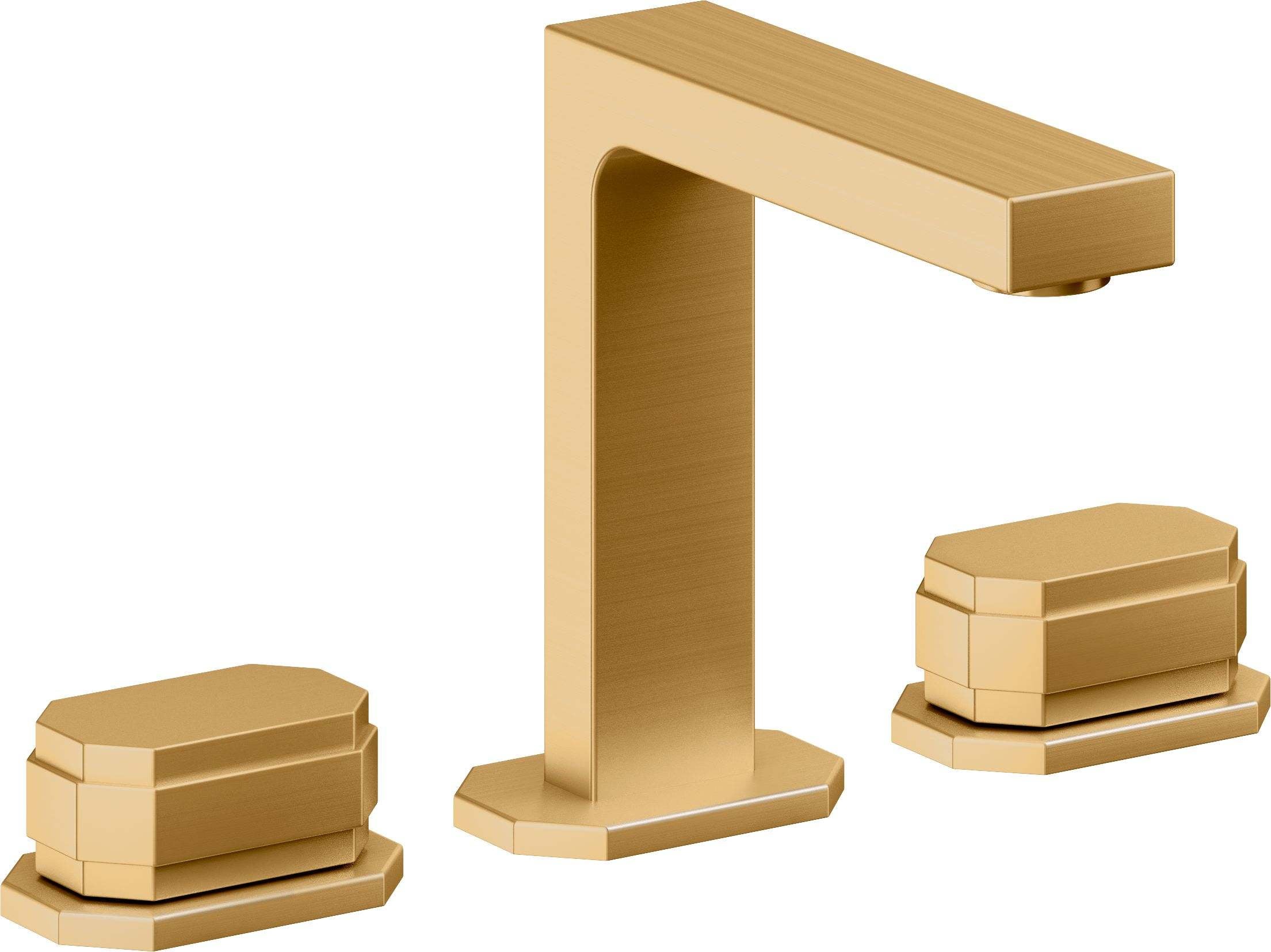 California Faucets Doheny 8" Llave de Lavabo de 3 Orificios para Cubierta, con Dos Manerales - Oro Satinado de por Vida