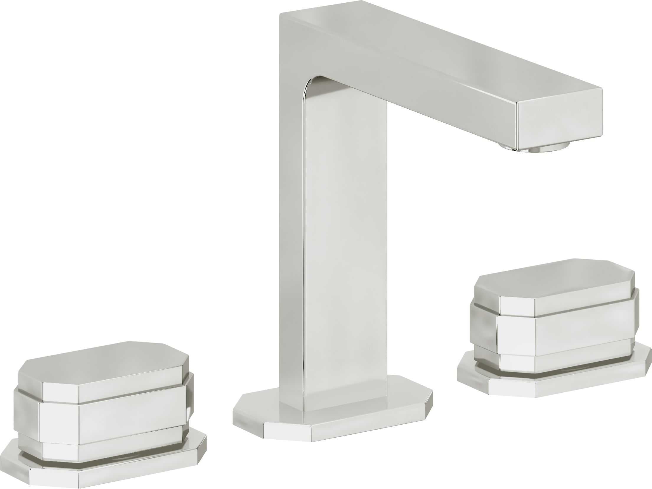 California Faucets Doheny 8" Llave de Lavabo de 3 Orificios para Cubierta, con Dos Manerales - Cromo Pulido