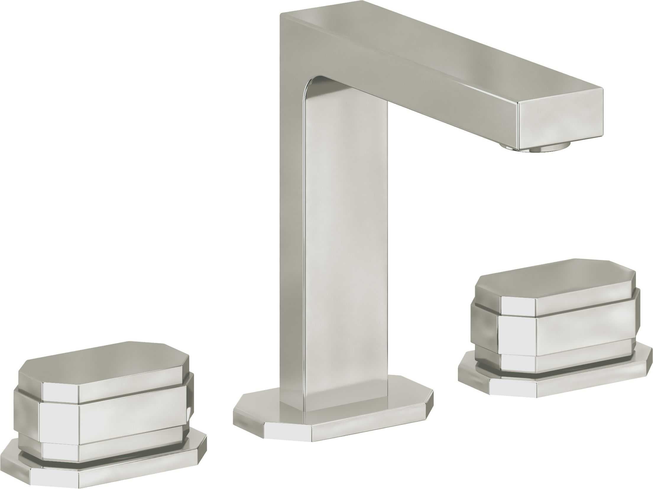 California Faucets Doheny 8" Llave de Lavabo de 3 Orificios para Cubierta, con Dos Manerales - Níquel Pulido