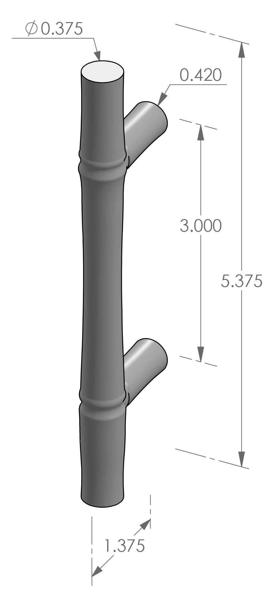 Bamboo Cabinet Pull (CK-1305) — dibujo de especificaciones y dimensiones