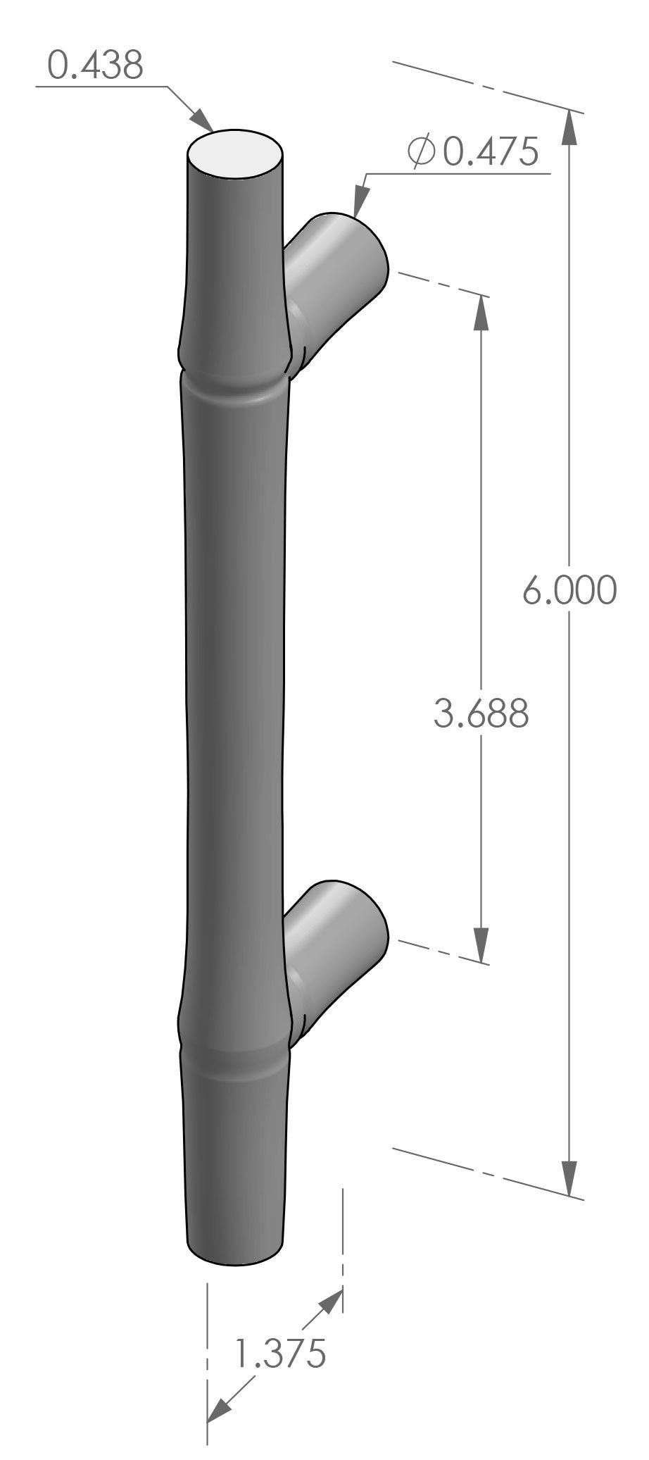 Bamboo Cabinet Pull (CK-1306) — dibujo de especificaciones y dimensiones
