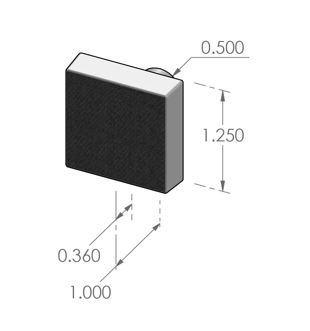 Burlap Square Flat Cabinet Knob (CK-2225) — dibujo de especificaciones y dimensiones