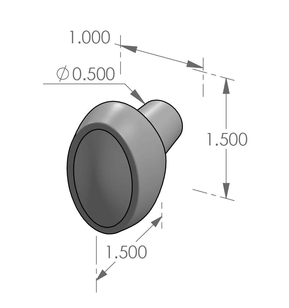 Oval Ridge Cabinet Knob (CK-306) — dibujo de especificaciones y dimensiones