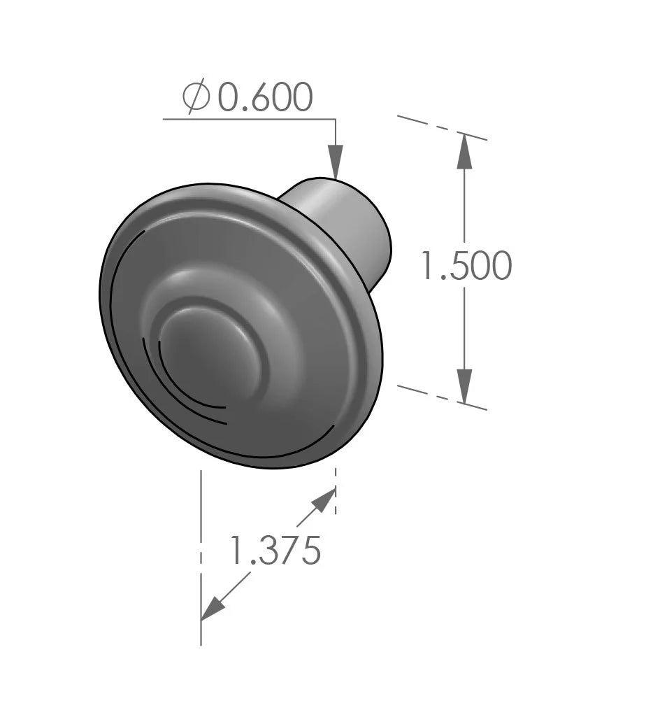 Round Multi-Ridge Cabinet Knob (CK-407) — dibujo de especificaciones y dimensiones