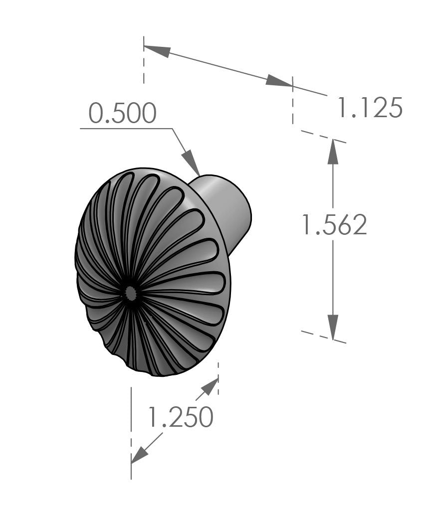 Giro Oval Cabinet Knob (CK-431) — dibujo de especificaciones y dimensiones
