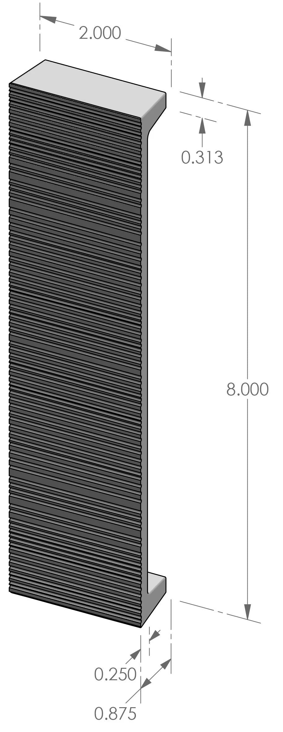 Corduroy Cabinet Pull (CK-9208CDRY) — dibujo de especificaciones y dimensiones