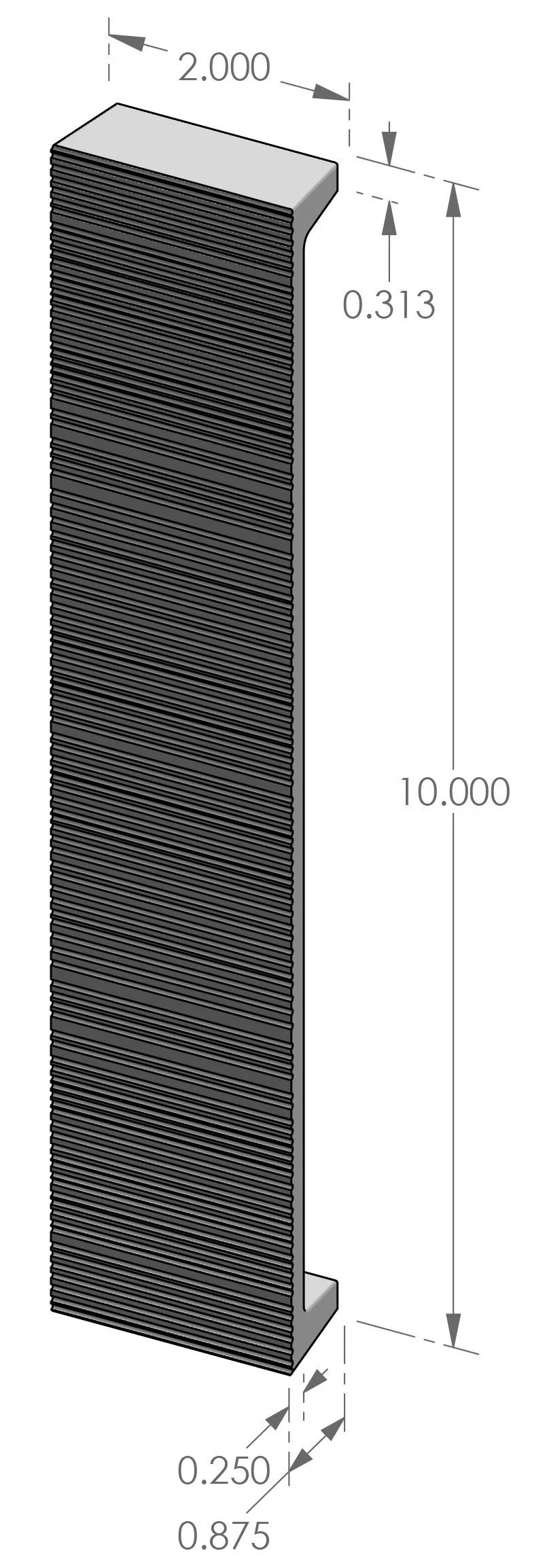 Corduroy Cabinet Pull (CK-9210CDRY) — dibujo de especificaciones y dimensiones