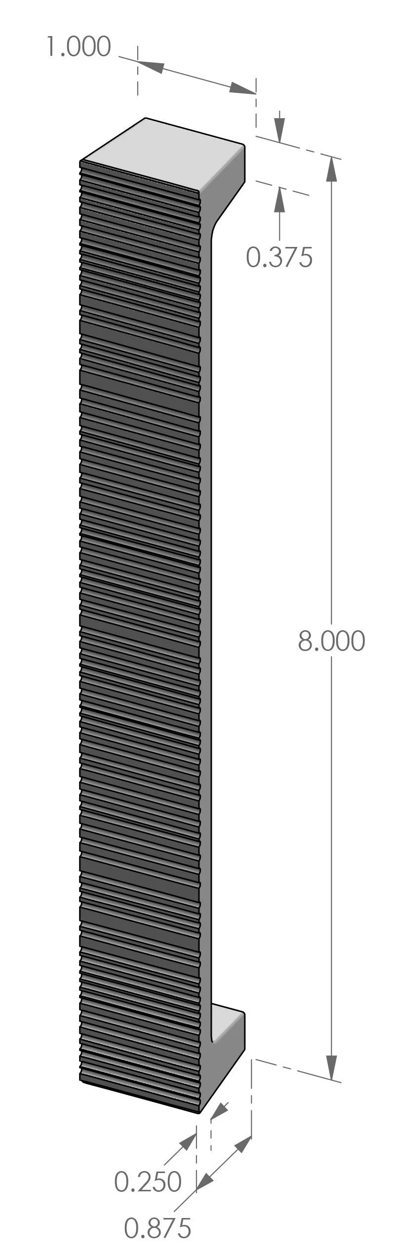 Corduroy Cabinet Pull (CK-9213CDRY) — dibujo de especificaciones y dimensiones