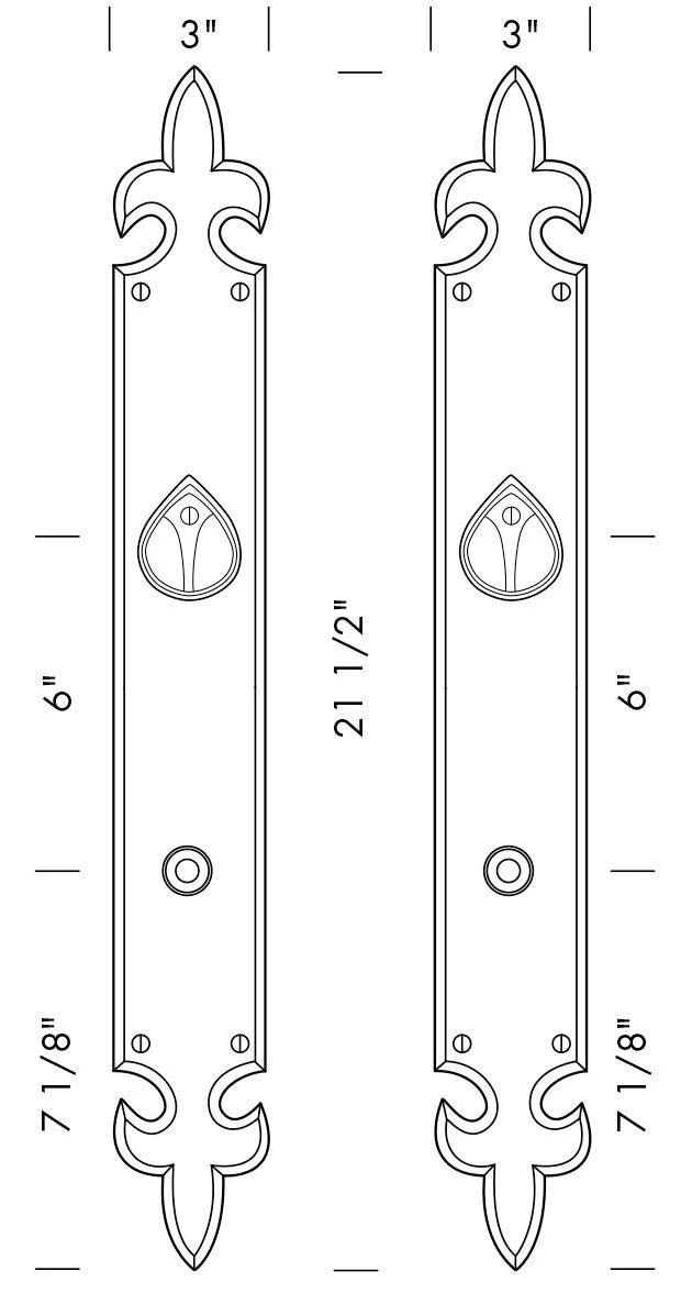 Double Cylinder Passage Latch - Deadbolt Door Entry Set (CS-1250PLD-DC) — dibujo de especificaciones y dimensiones