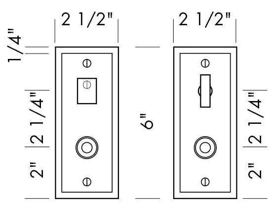 Passage Latch - Mortise Bolt Privacy Door Set (CS-1506PLMB) — dibujo de especificaciones y dimensiones