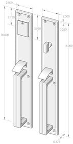 Handle x Handle Mortise Lock Door Entry Set (CS-1518HH) — dibujo de especificaciones y dimensiones