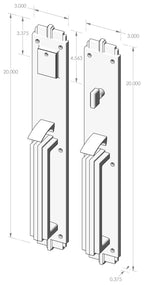 Handle x Handle Mortise Lock Door Entry Set (CS-761HH) — dibujo de especificaciones y dimensiones