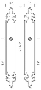 Interior Mortise Lock Privacy Door Set (CS-F1250IML) — dibujo de especificaciones y dimensiones